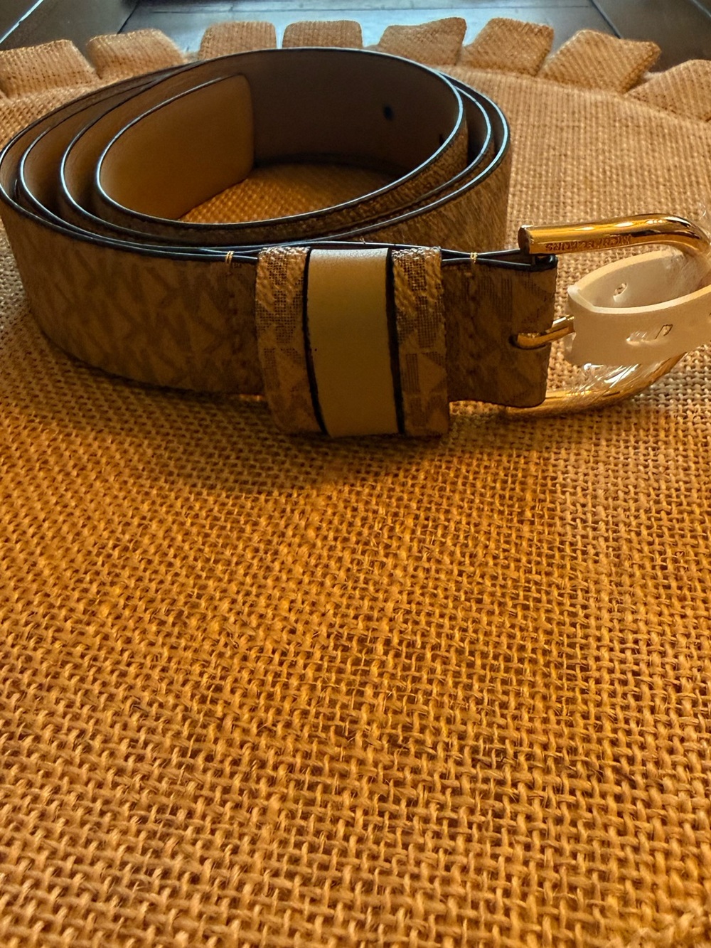 Michael Kors Beige Signature Monogram Belt